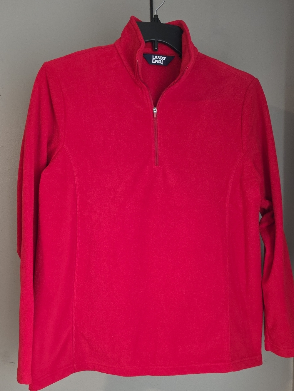 Lands' End Women's Bright Red Quarter-Zip Fleece Pullover Size Large